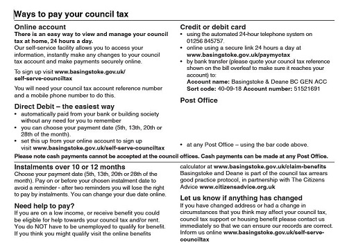 Ways to pay your council tax leaflet